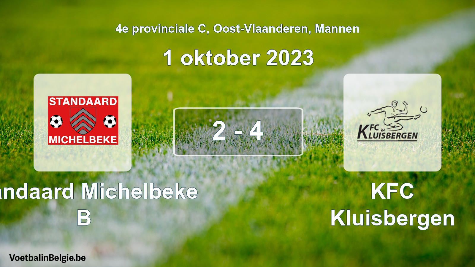 Gespeelde wedstrijd mannenvoetbal: Standaard Michelbeke B - KFC Kluisbergen 2 - 4 (1 oktober 2023)