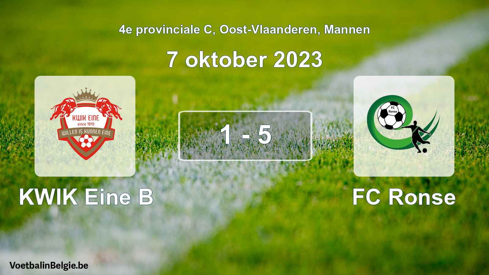 Gespeelde wedstrijd mannenvoetbal: KWIK Eine B - FC Ronse 1 - 5 (7 oktober 2023)