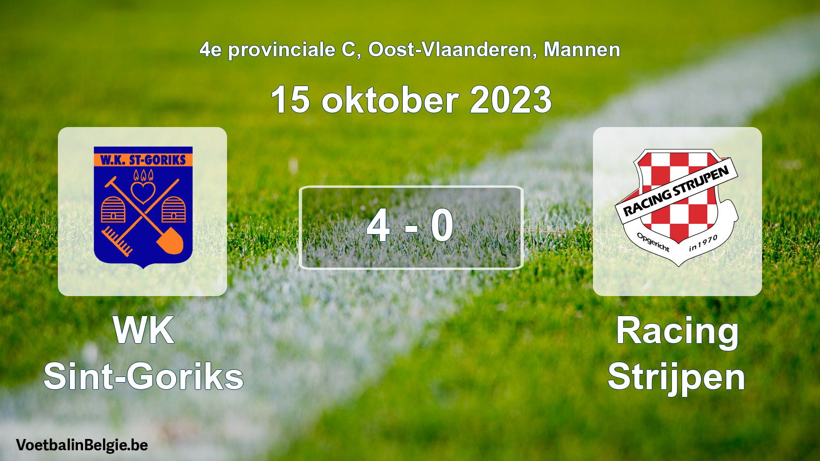 Gespeelde wedstrijd mannenvoetbal: WK Sint-Goriks - Racing Strijpen 4 - 0 (15 oktober 2023)