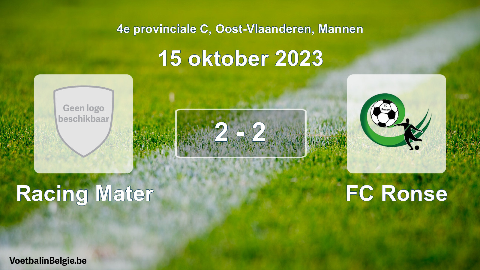 Gespeelde wedstrijd mannenvoetbal: Racing Mater - FC Ronse 2 - 2 (15 oktober 2023)