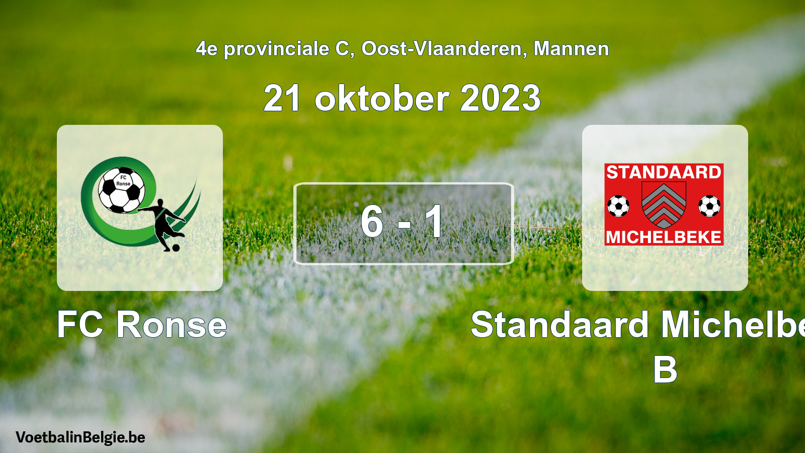 Gespeelde wedstrijd mannenvoetbal: FC Ronse - Standaard Michelbeke B 6 - 1 (21 oktober 2023)
