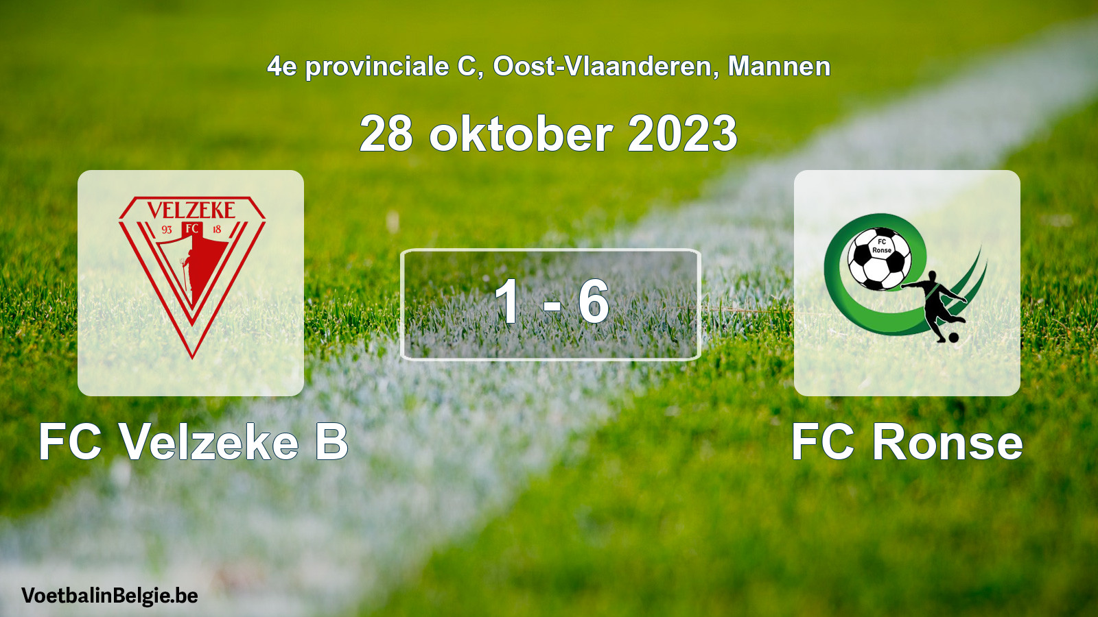 Gespeelde wedstrijd mannenvoetbal: FC Velzeke B - FC Ronse 1 - 6 (28 oktober 2023)