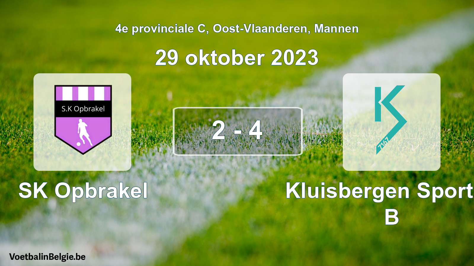 Gespeelde wedstrijd mannenvoetbal: SK Opbrakel - Kluisbergen Sportief B 2 - 4 (29 oktober 2023)
