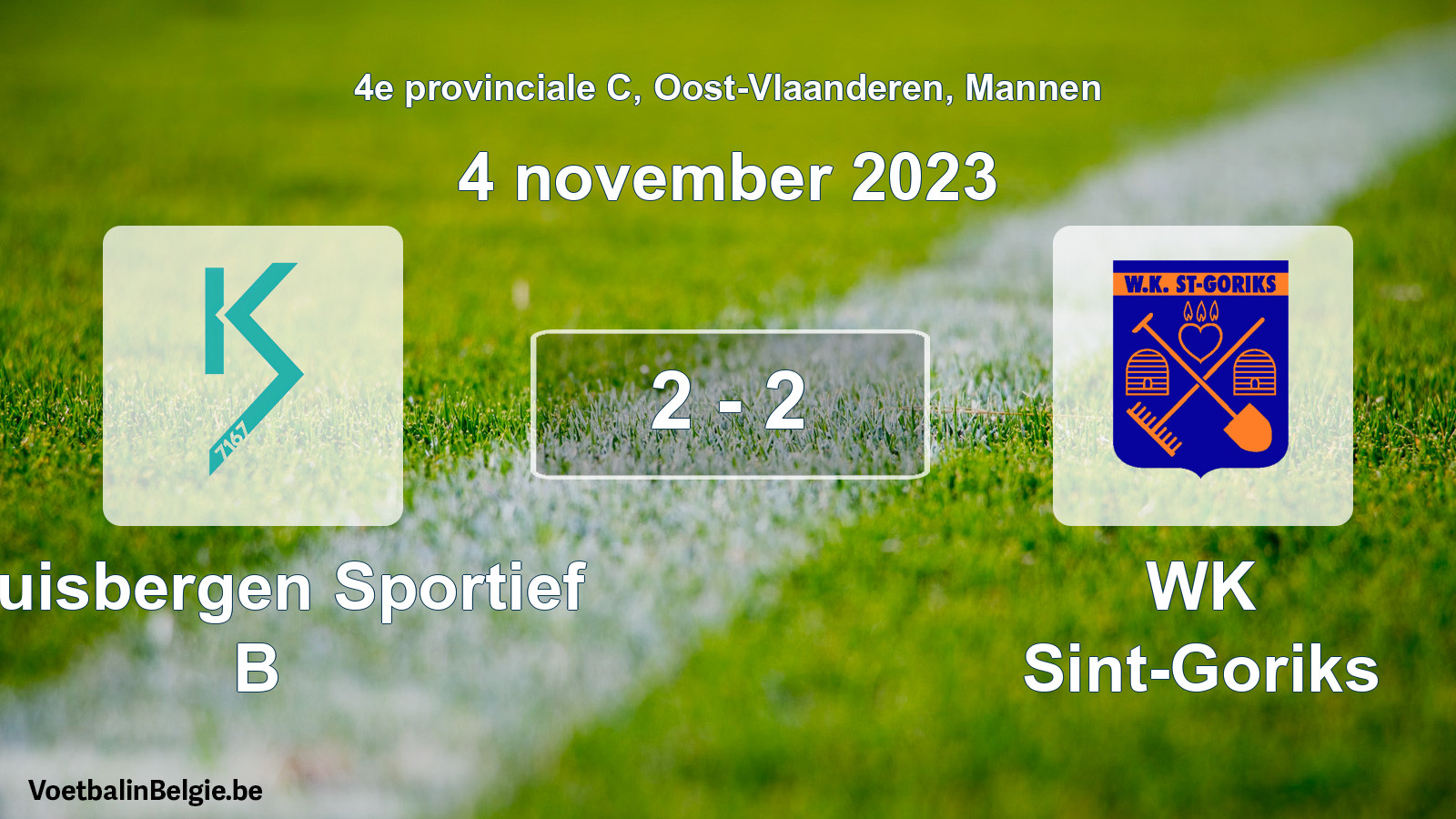 Gespeelde wedstrijd mannenvoetbal: Kluisbergen Sportief B - WK Sint-Goriks 2 - 2 (4 november 2023)