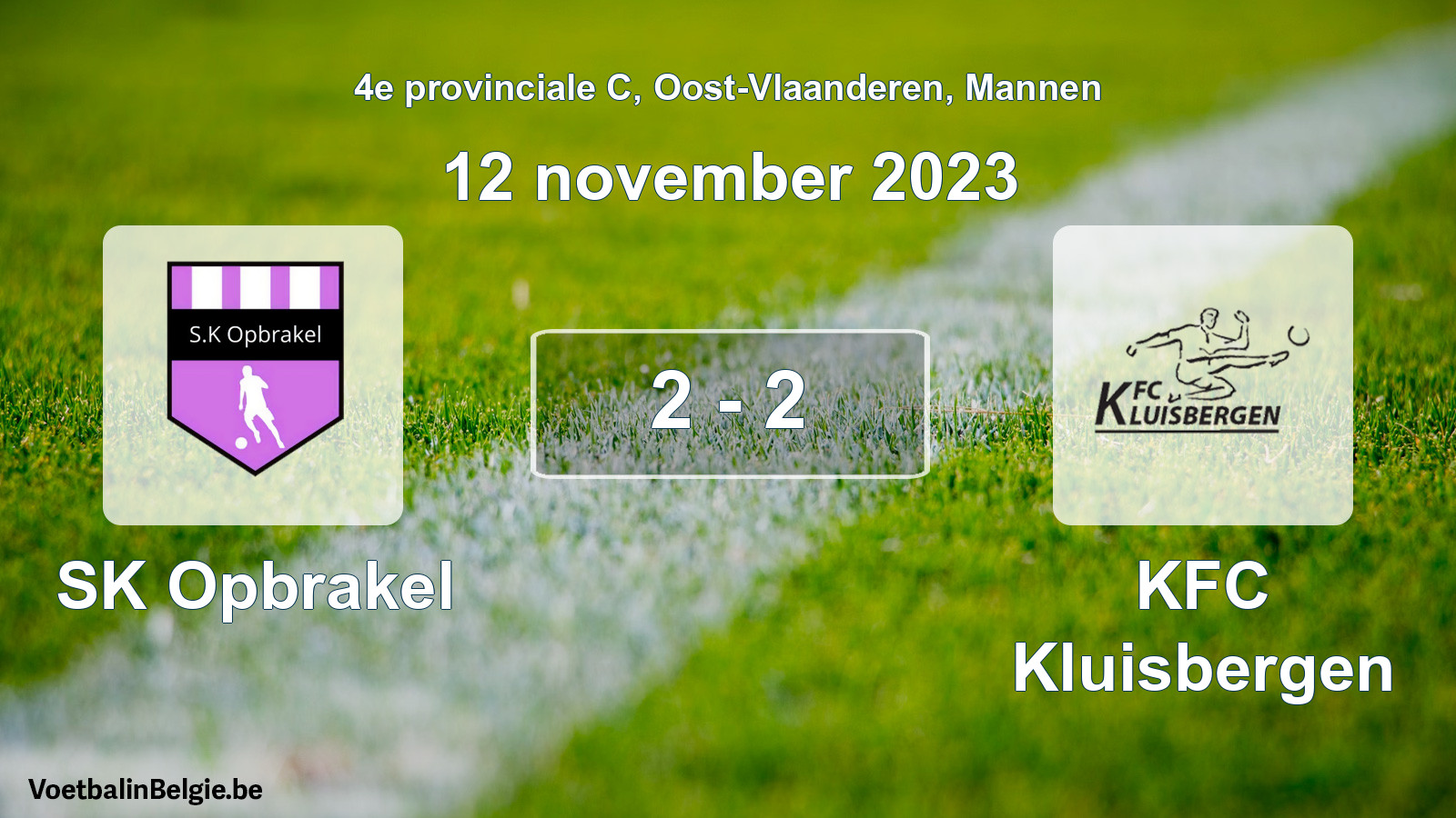 Gespeelde wedstrijd mannenvoetbal: SK Opbrakel - KFC Kluisbergen 2 - 2 (12 november 2023)