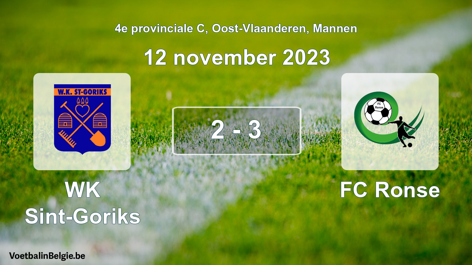 Gespeelde wedstrijd mannenvoetbal: WK Sint-Goriks - FC Ronse 2 - 3 (12 november 2023)