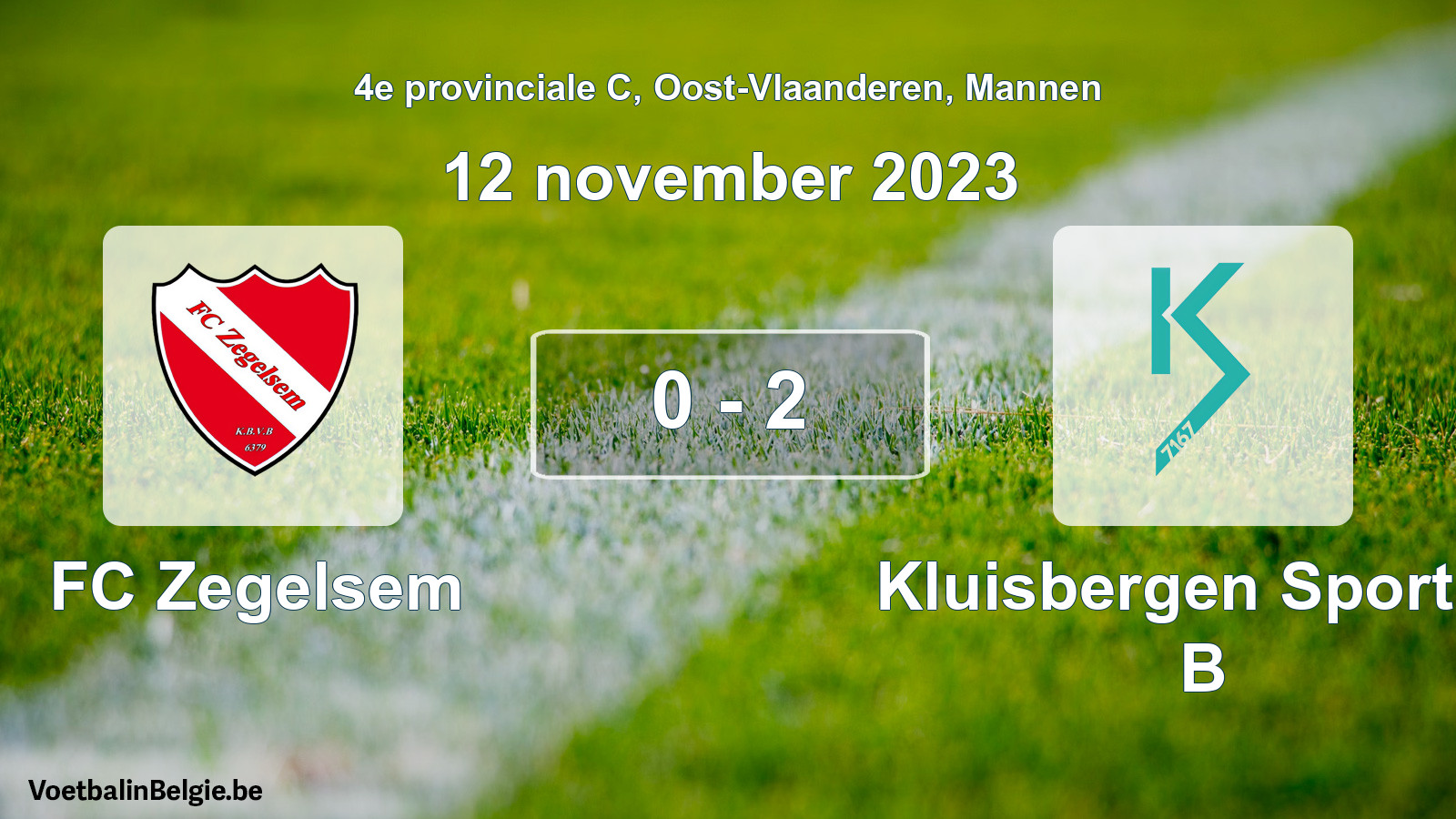 Gespeelde wedstrijd mannenvoetbal: FC Zegelsem - Kluisbergen Sportief B 0 - 2 (12 november 2023)