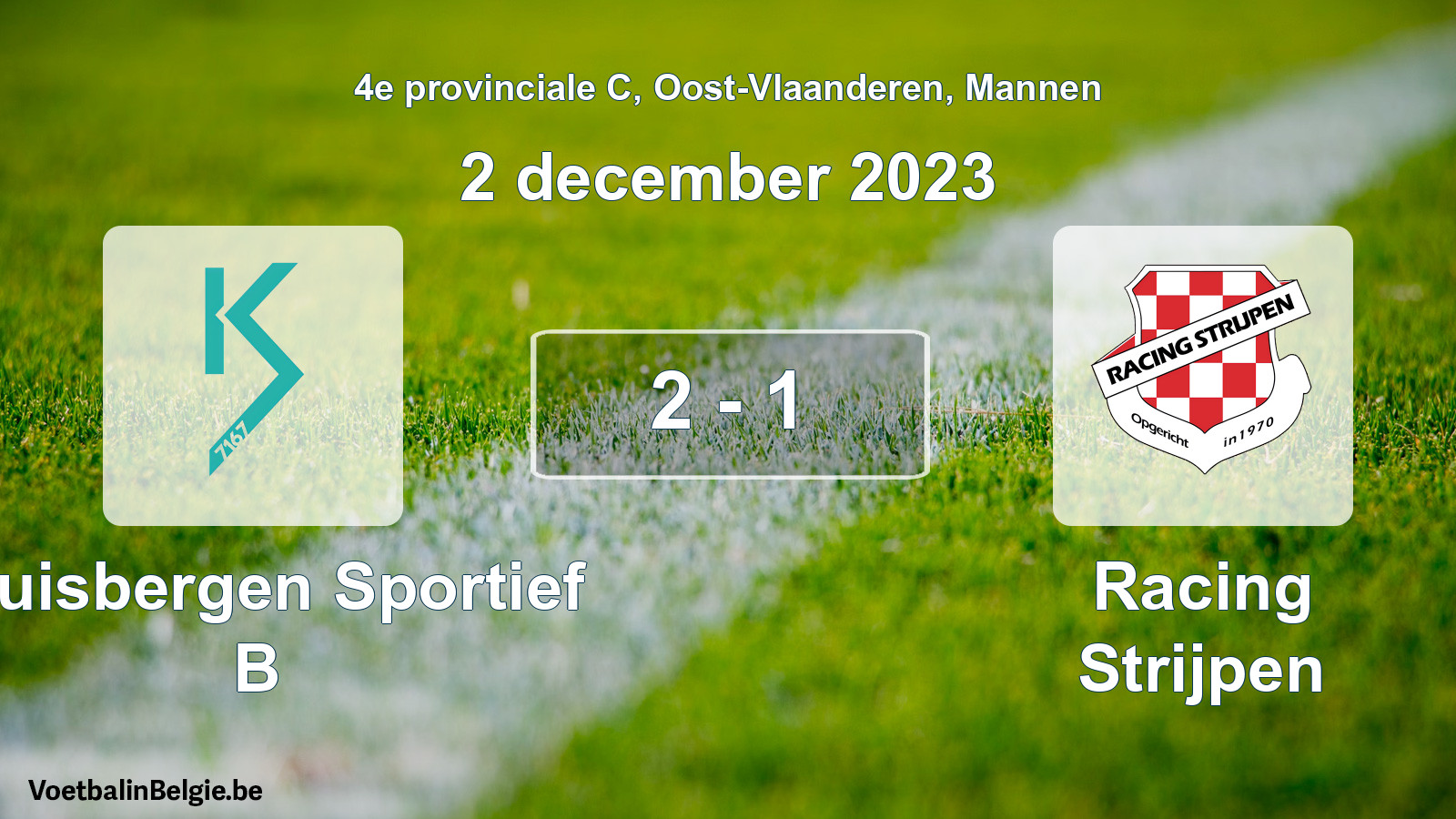 Gespeelde wedstrijd mannenvoetbal: Kluisbergen Sportief B - Racing Strijpen 2 - 1 (2 december 2023)
