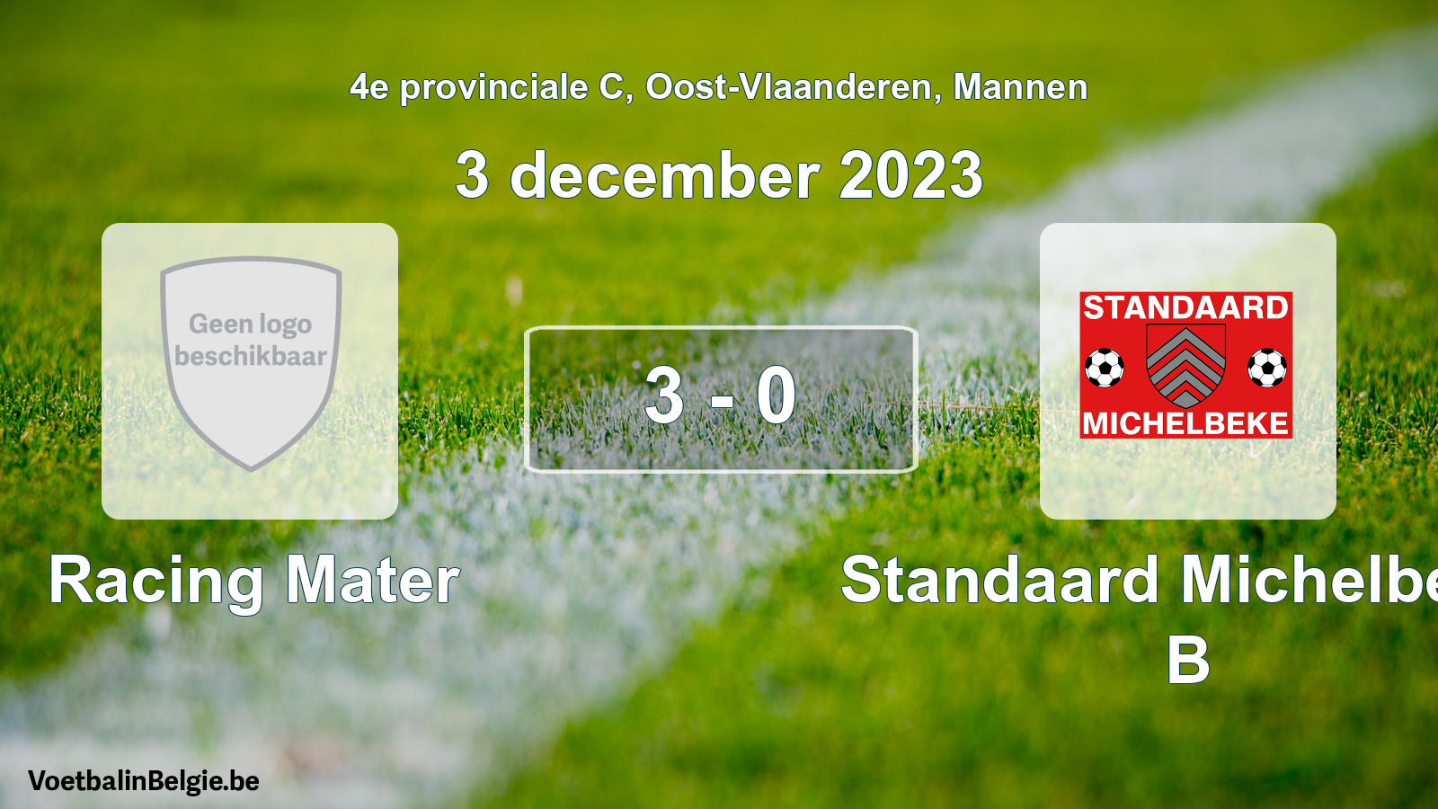 Gespeelde wedstrijd mannenvoetbal: Racing Mater - Standaard Michelbeke B 3 - 0 (3 december 2023)