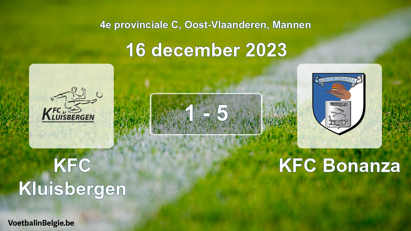 Gespeelde wedstrijd mannenvoetbal: KFC Kluisbergen - KFC Bonanza 1 - 5 (16 december 2023)