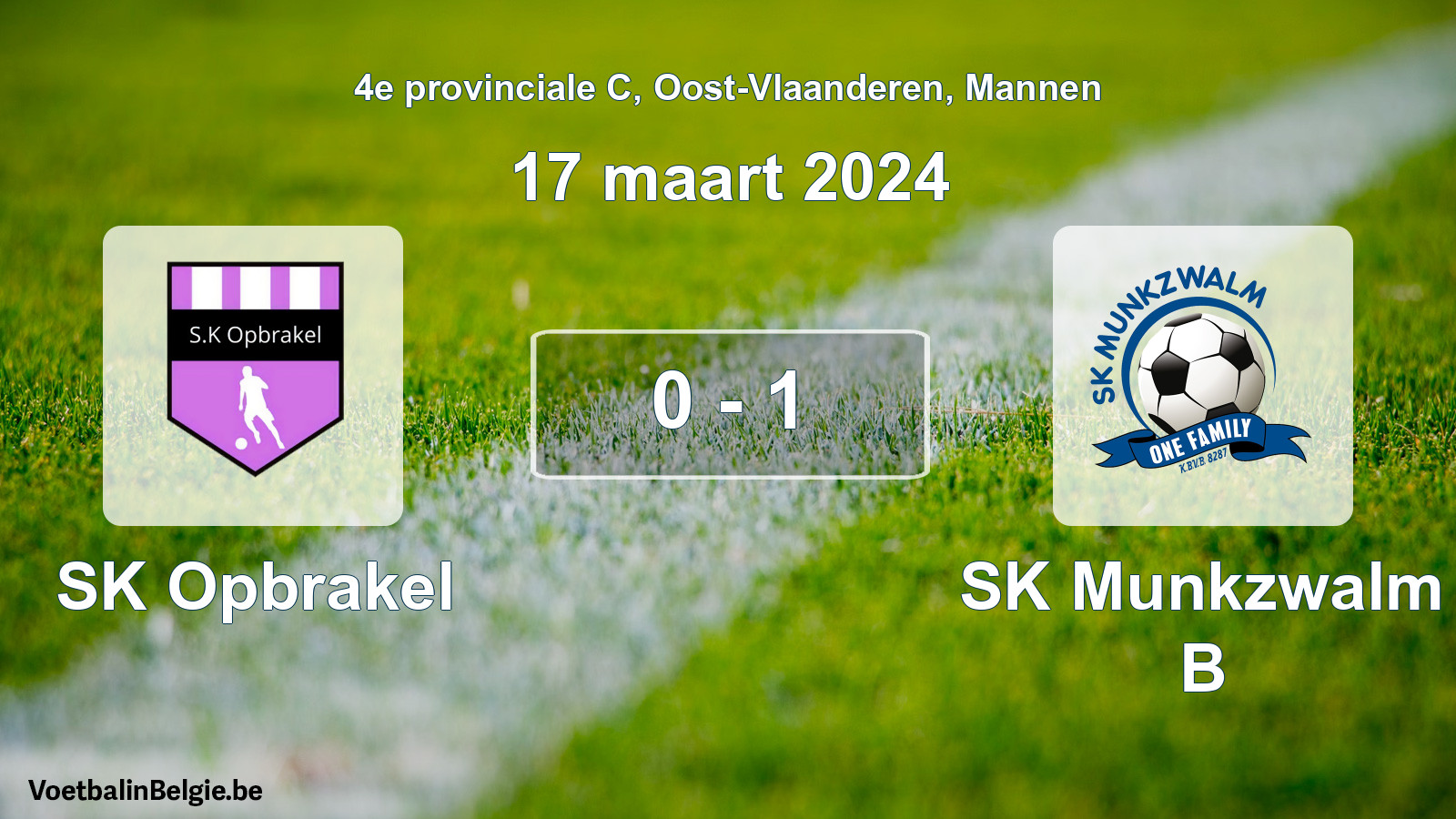 Gespeelde wedstrijd mannenvoetbal: SK Opbrakel - SK Munkzwalm B 0 - 1 (17 maart 2024)