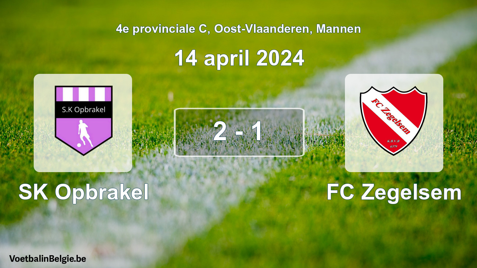 Gespeelde wedstrijd mannenvoetbal: SK Opbrakel - FC Zegelsem 2 - 1 (14 april 2024)