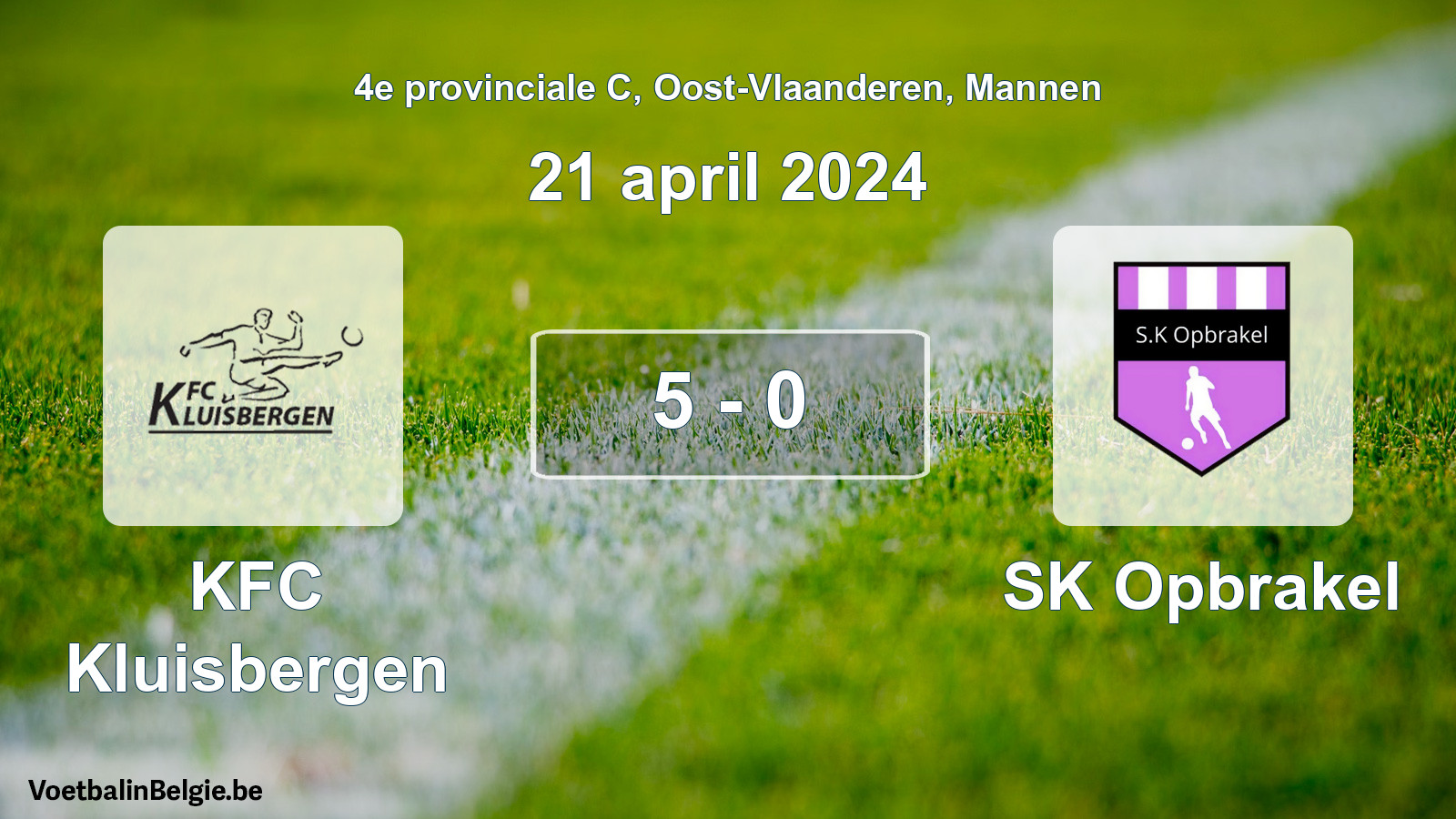 Gespeelde wedstrijd mannenvoetbal: KFC Kluisbergen - SK Opbrakel 5 - 0 (21 april 2024)