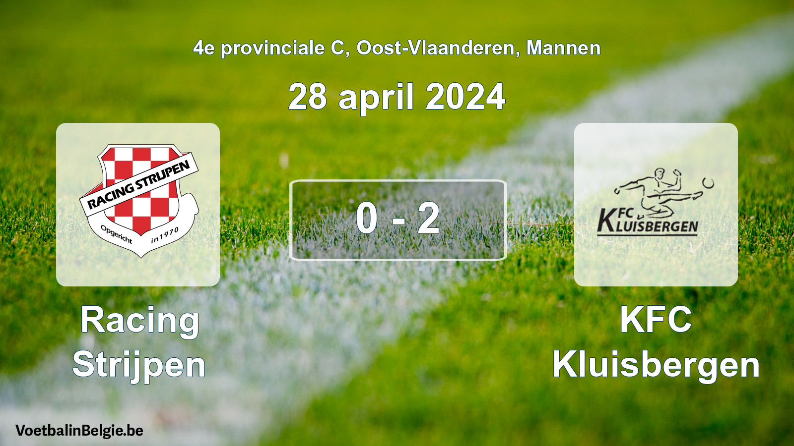 Played match men football: Racing Strijpen - KFC Kluisbergen 0 - 2 (28 April 2024)