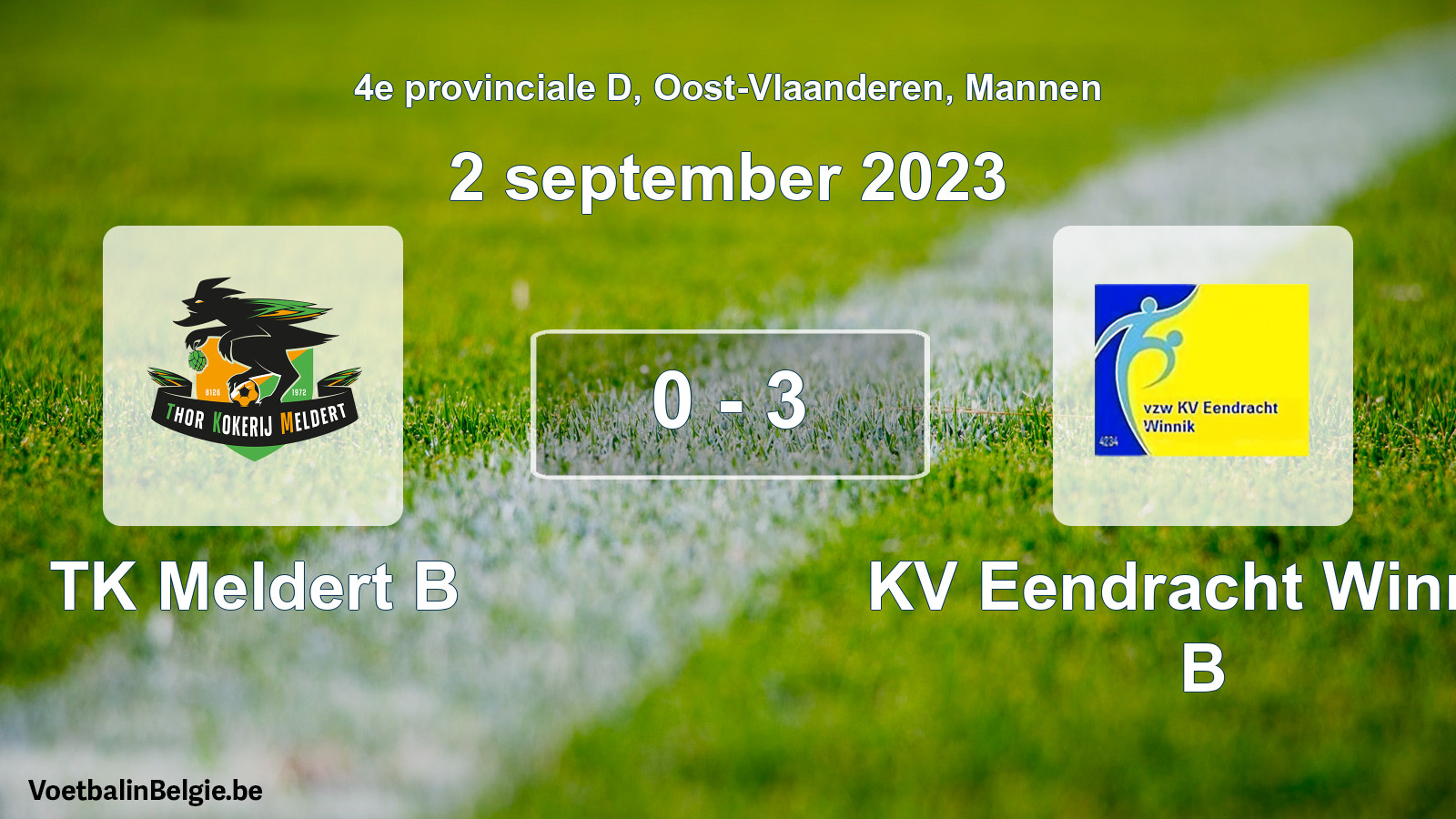 Gespeelde wedstrijd mannenvoetbal: TK Meldert B - KV Eendracht Winnik B 0 - 3 (2 september 2023)