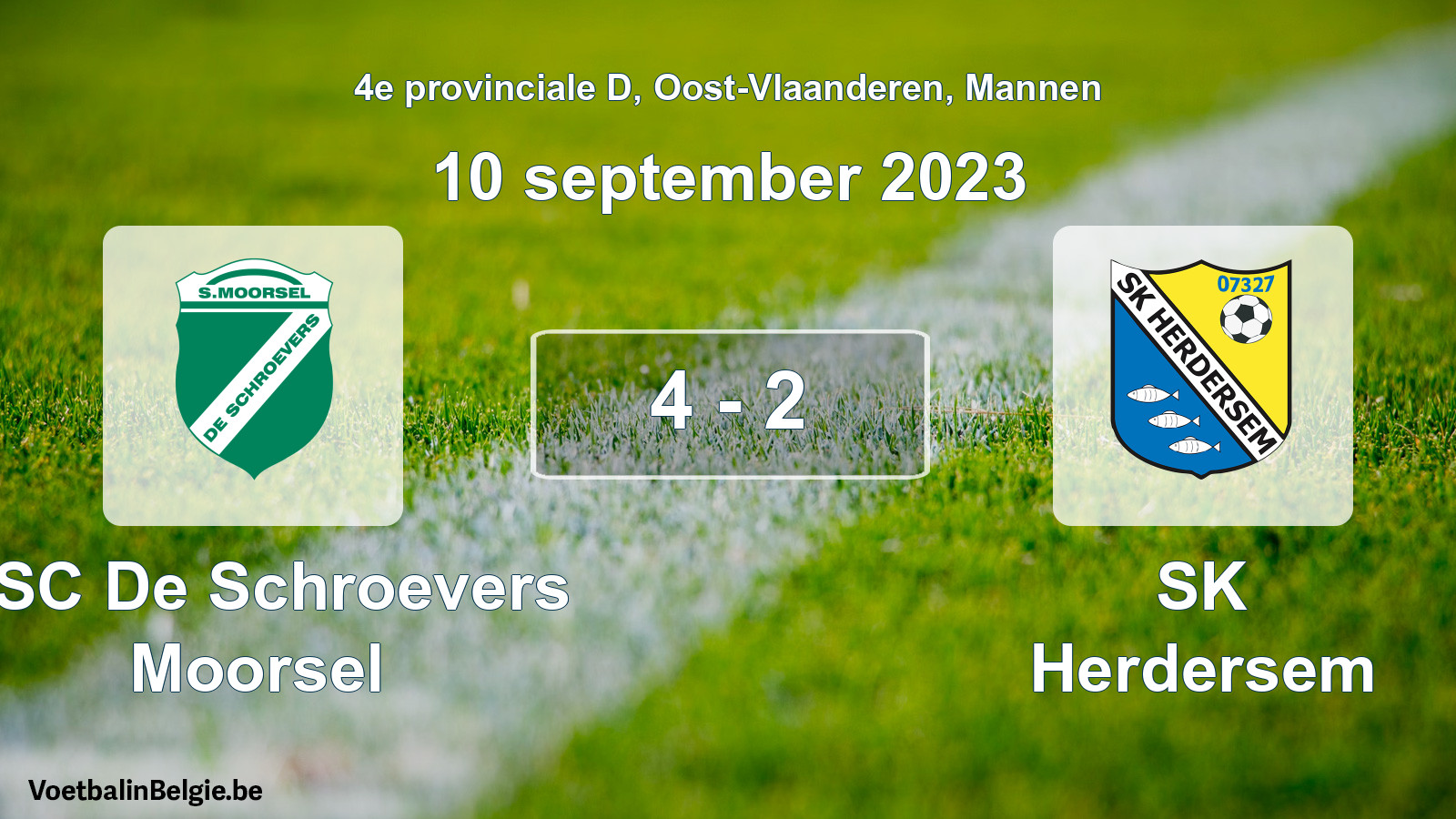 Gespeelde wedstrijd mannenvoetbal: KSC De Schroevers Moorsel - SK Herdersem 4 - 2 (10 september 2023)