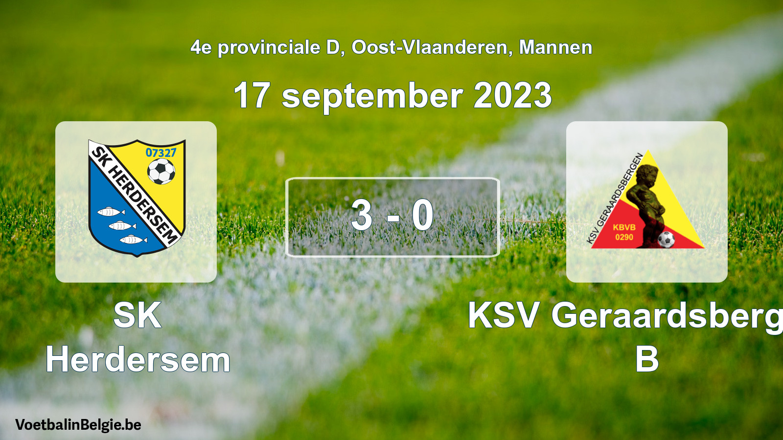 Gespeelde wedstrijd mannenvoetbal: SK Herdersem - KSV Geraardsbergen B 3 - 0 (17 september 2023)
