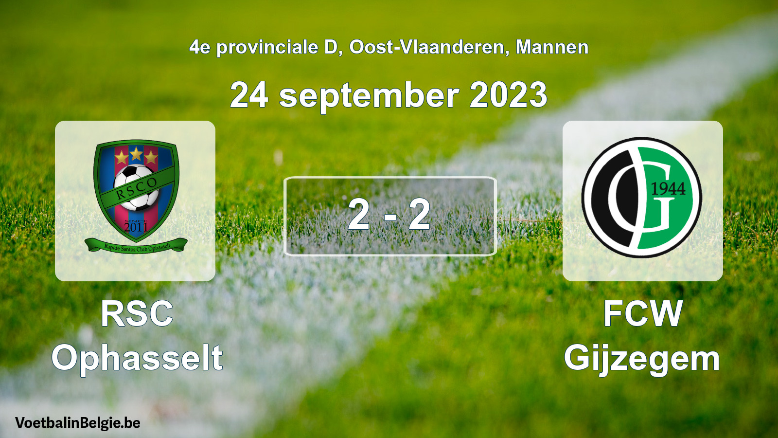 Gespeelde wedstrijd mannenvoetbal: RSC Ophasselt - FCW Gijzegem 2 - 2 (24 september 2023)