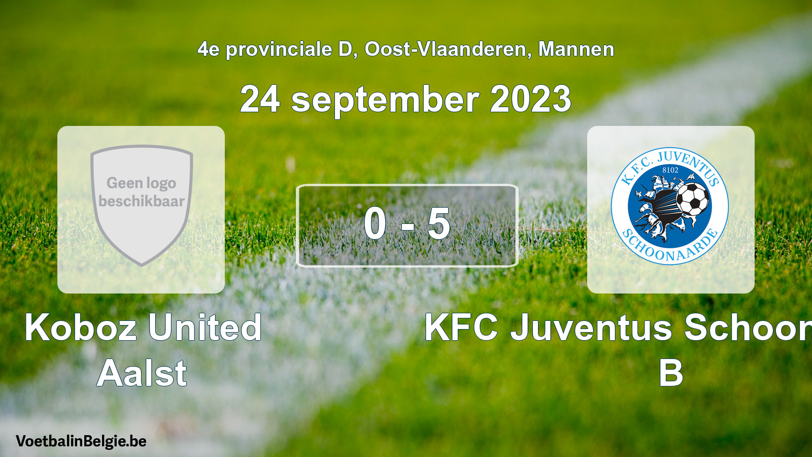 Gespeelde wedstrijd mannenvoetbal: Koboz United Aalst - KFC Juventus Schoonaarde B 0 - 5 (24 september 2023)