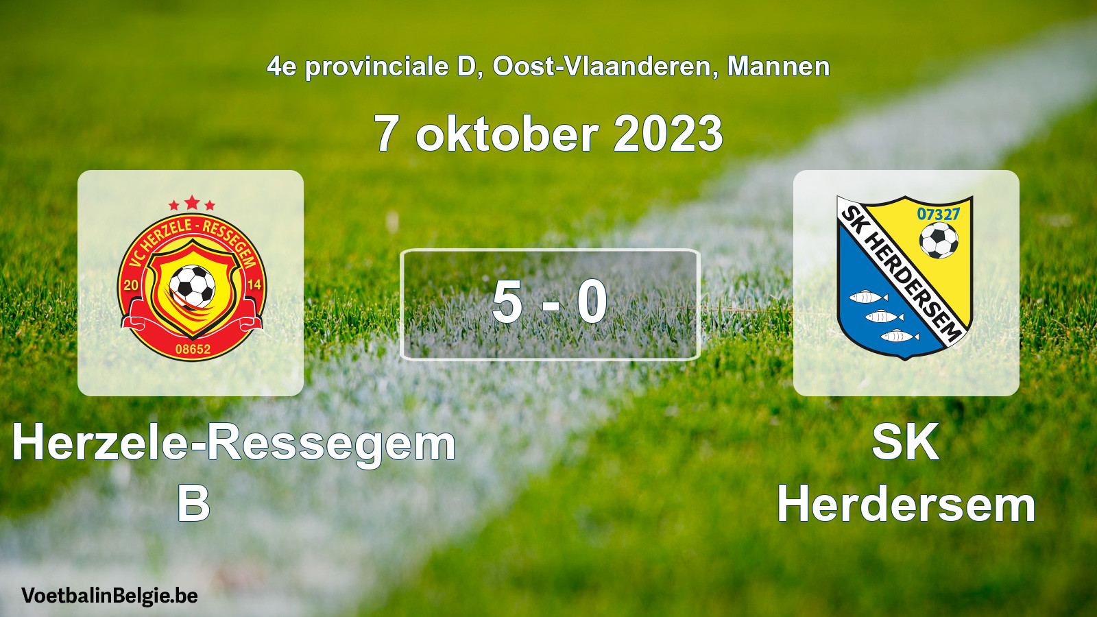 Gespeelde wedstrijd mannenvoetbal: VC Herzele-Ressegem B - SK Herdersem 5 - 0 (7 oktober 2023)