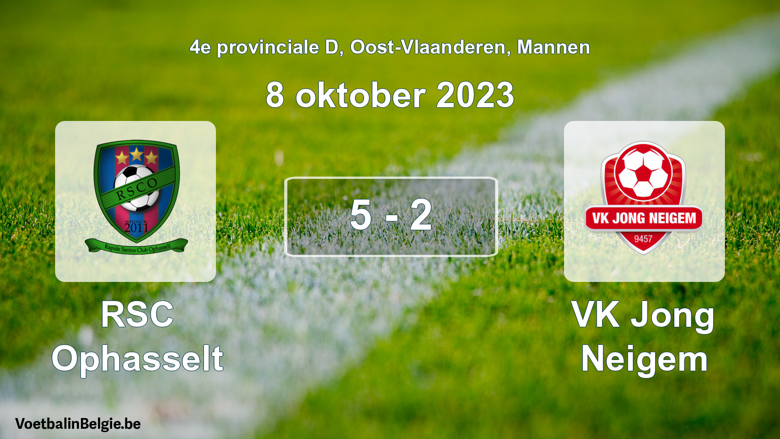 Gespeelde wedstrijd mannenvoetbal: RSC Ophasselt - VK Jong Neigem 5 - 2 (8 oktober 2023)