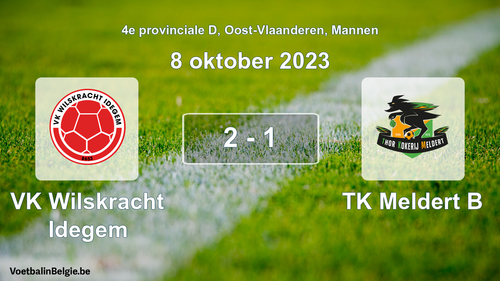 Gespeelde wedstrijd mannenvoetbal: VK Wilskracht Idegem - TK Meldert B 2 - 1 (8 oktober 2023)