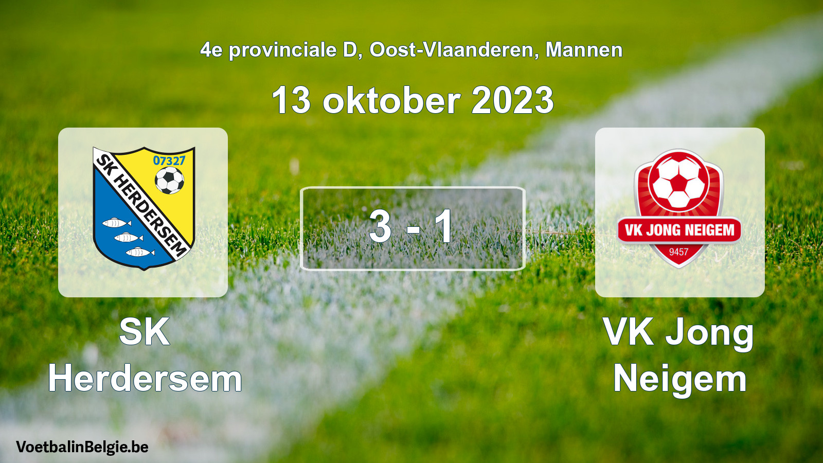 Gespeelde wedstrijd mannenvoetbal: SK Herdersem - VK Jong Neigem 3 - 1 (13 oktober 2023)