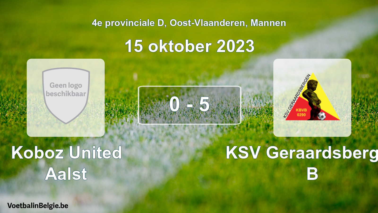 Gespeelde wedstrijd mannenvoetbal: Koboz United Aalst - KSV Geraardsbergen B 0 - 5 (15 oktober 2023)