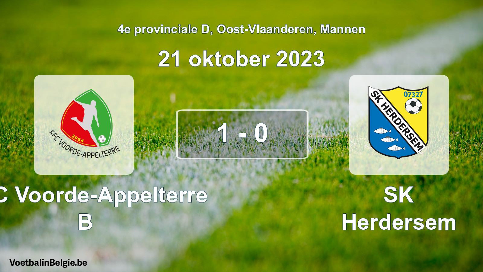 Gespeelde wedstrijd mannenvoetbal: KFC Voorde-Appelterre B - SK Herdersem 1 - 0 (21 oktober 2023)