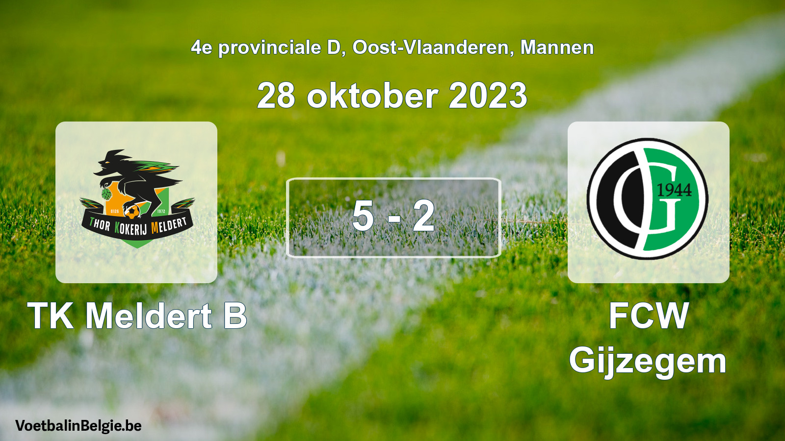 Gespeelde wedstrijd mannenvoetbal: TK Meldert B - FCW Gijzegem 5 - 2 (28 oktober 2023)