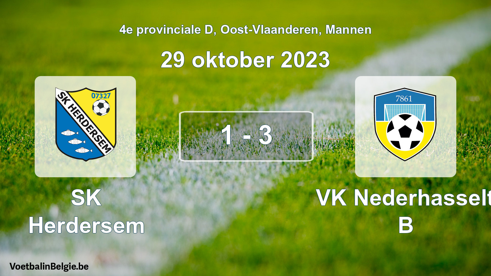 Gespeelde wedstrijd mannenvoetbal: SK Herdersem - VK Nederhasselt B 1 - 3 (29 oktober 2023)