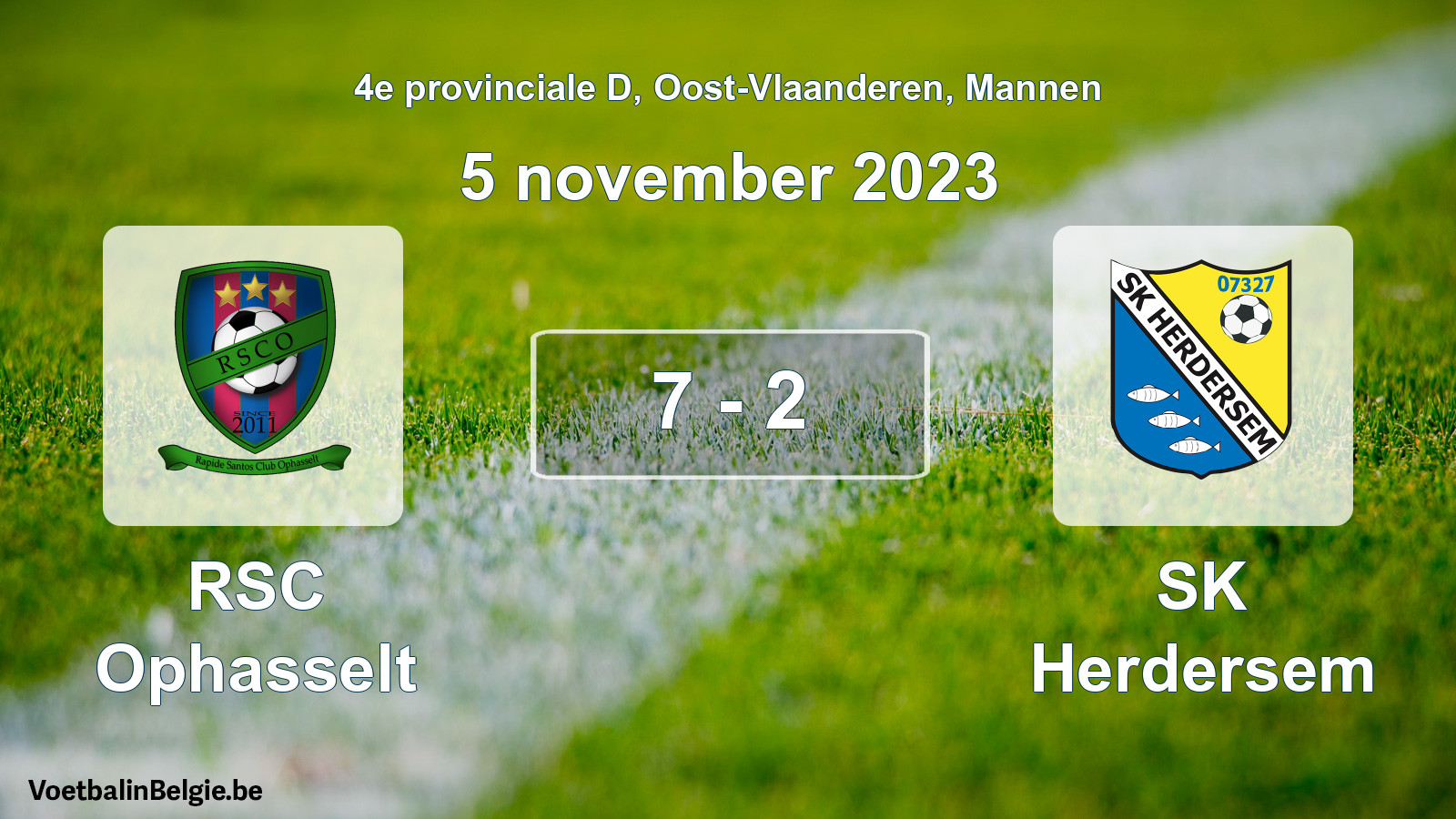 Gespeelde wedstrijd mannenvoetbal: RSC Ophasselt - SK Herdersem 7 - 2 (5 november 2023)