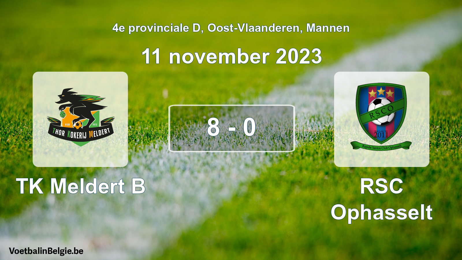 Gespeelde wedstrijd mannenvoetbal: TK Meldert B - RSC Ophasselt 8 - 0 (11 november 2023)