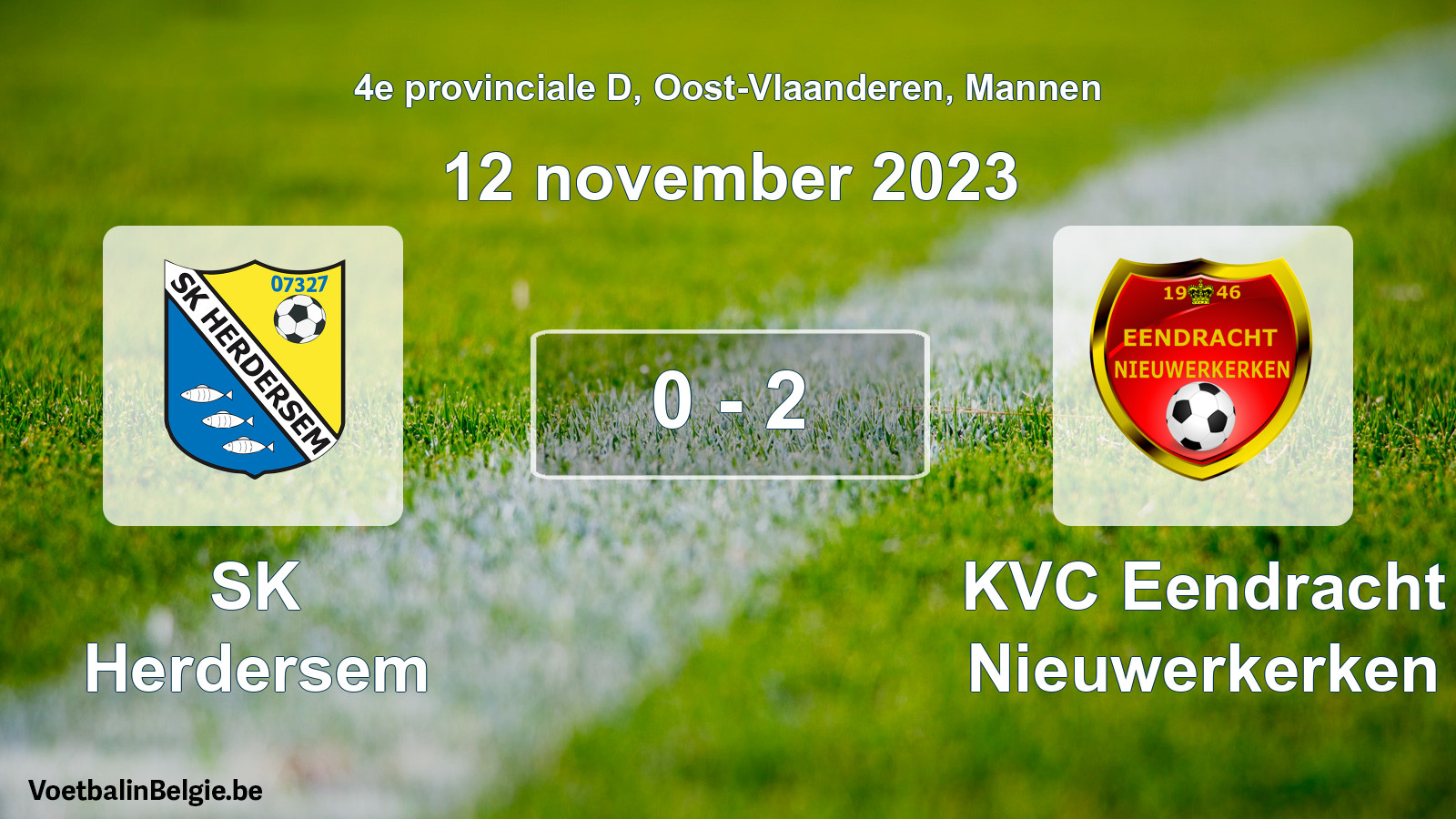 Gespeelde wedstrijd mannenvoetbal: SK Herdersem - KVC Eendracht Nieuwerkerken 0 - 2 (12 november 2023)