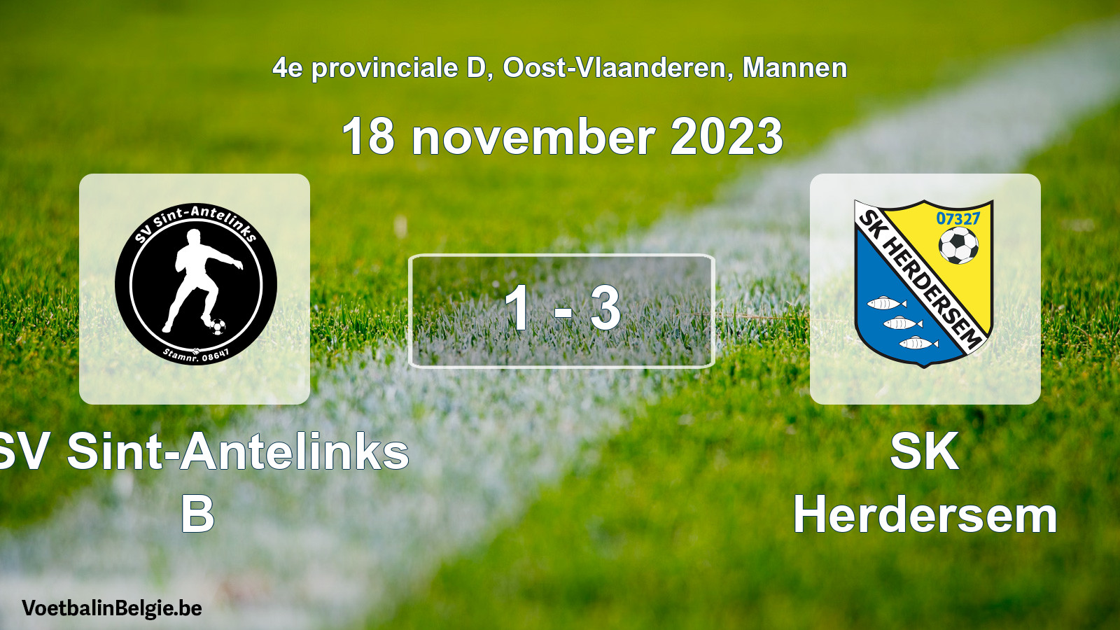 Gespeelde wedstrijd mannenvoetbal: SV Sint-Antelinks B - SK Herdersem 1 - 3 (18 november 2023)