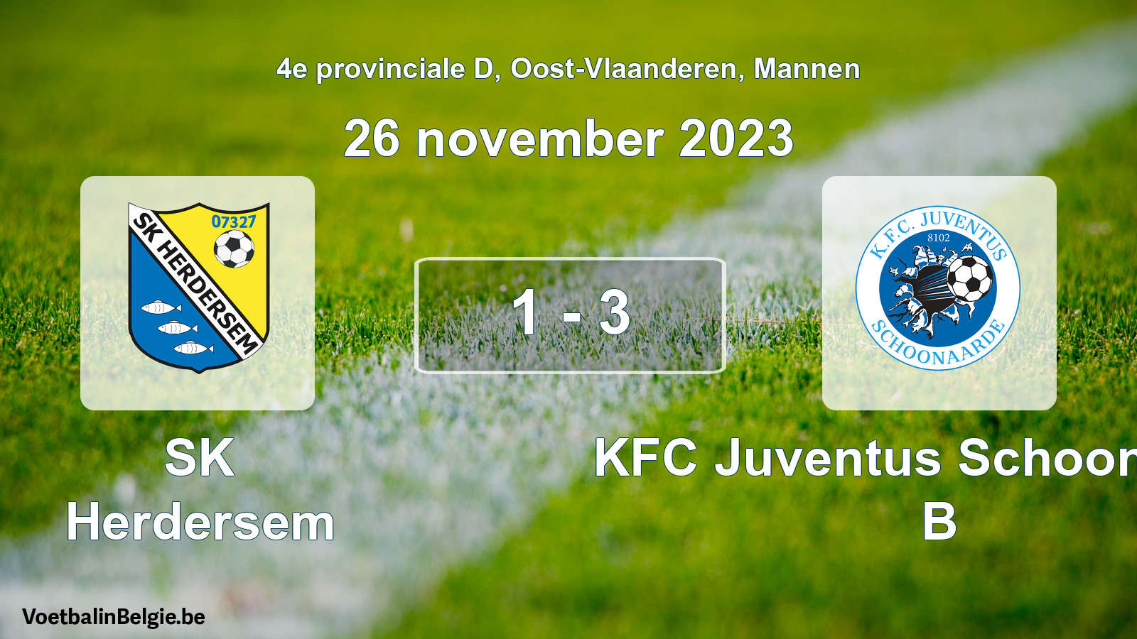Gespeelde wedstrijd mannenvoetbal: SK Herdersem - KFC Juventus Schoonaarde B 1 - 3 (26 november 2023)