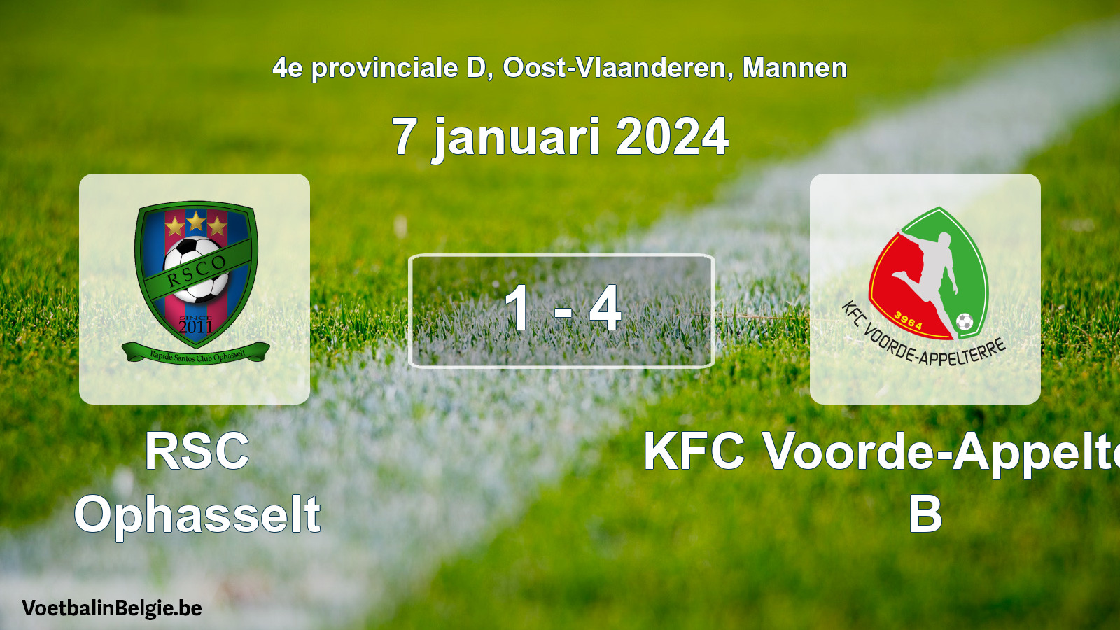 Played match men football: RSC Ophasselt - KFC Voorde-Appelterre B 1 - 4 (7 January 2024)