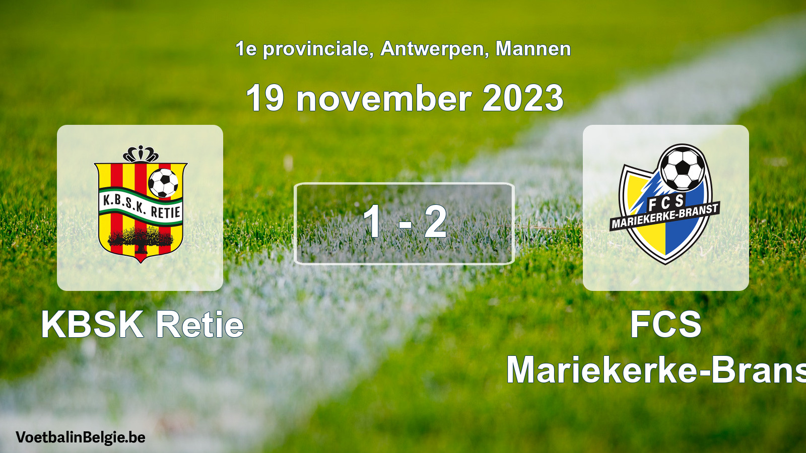 Gespeelde wedstrijd mannenvoetbal: KBSK Retie - FCS Mariekerke-Branst 1 - 2 (19 november 2023)