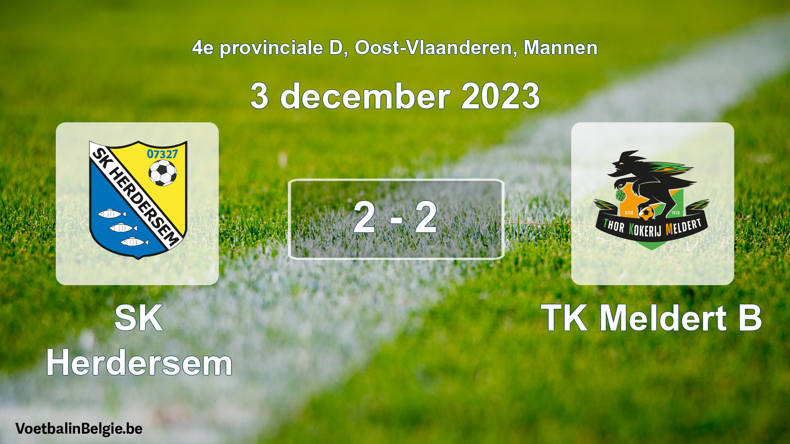 Gespeelde wedstrijd mannenvoetbal: SK Herdersem - TK Meldert B 2 - 2 (3 december 2023)