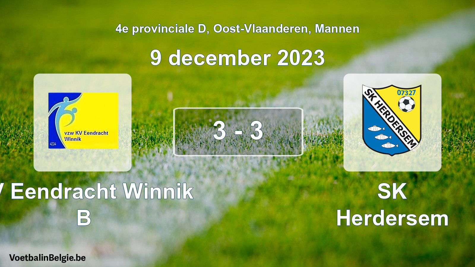 Gespeelde wedstrijd mannenvoetbal: KV Eendracht Winnik B - SK Herdersem 3 - 3 (9 december 2023)