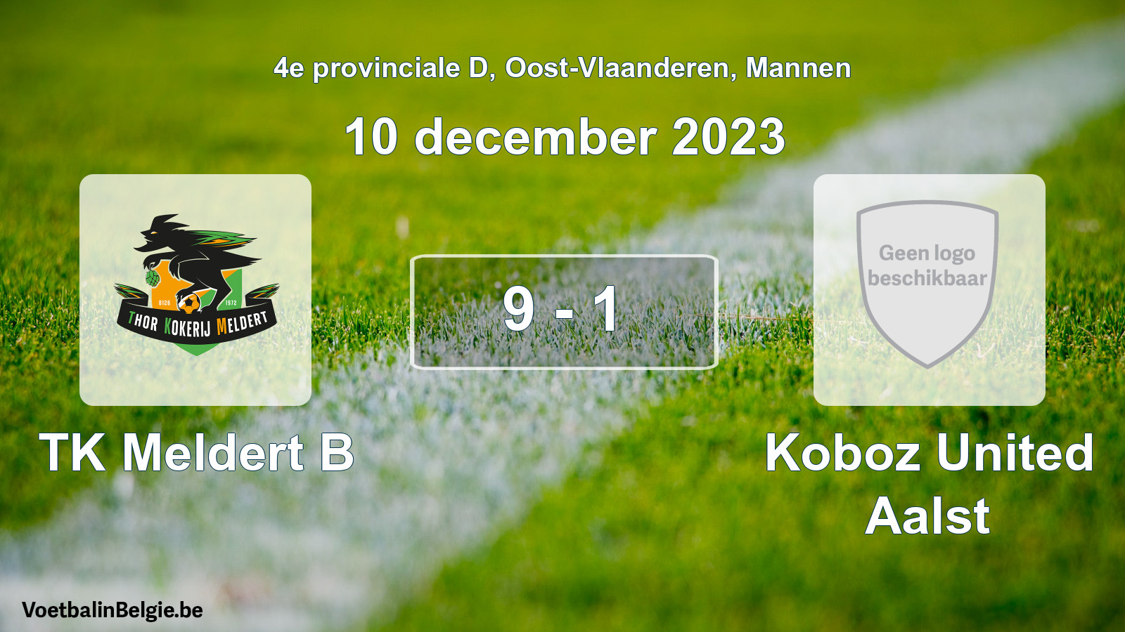 Gespeelde wedstrijd mannenvoetbal: TK Meldert B - Koboz United Aalst 9 - 1 (10 december 2023)