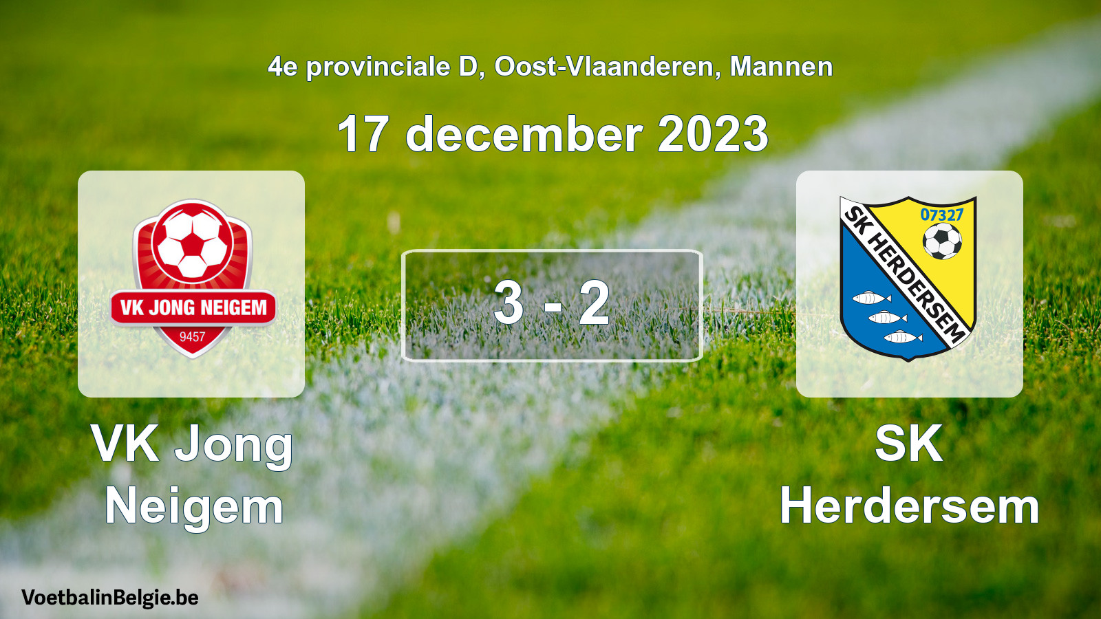 Gespeelde wedstrijd mannenvoetbal: VK Jong Neigem - SK Herdersem 3 - 2 (17 december 2023)