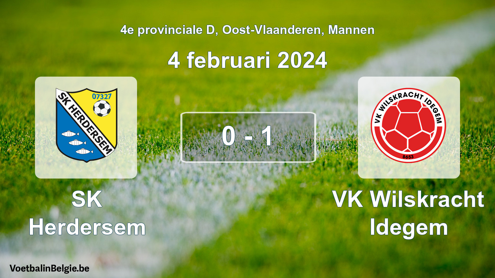 Gespeelde wedstrijd mannenvoetbal: SK Herdersem - VK Wilskracht Idegem 0 - 1 (4 februari 2024)