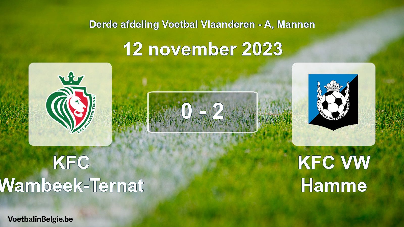 Gespeelde wedstrijd mannenvoetbal: KFC Wambeek-Ternat - KFC VW Hamme 0 - 2 (12 november 2023)