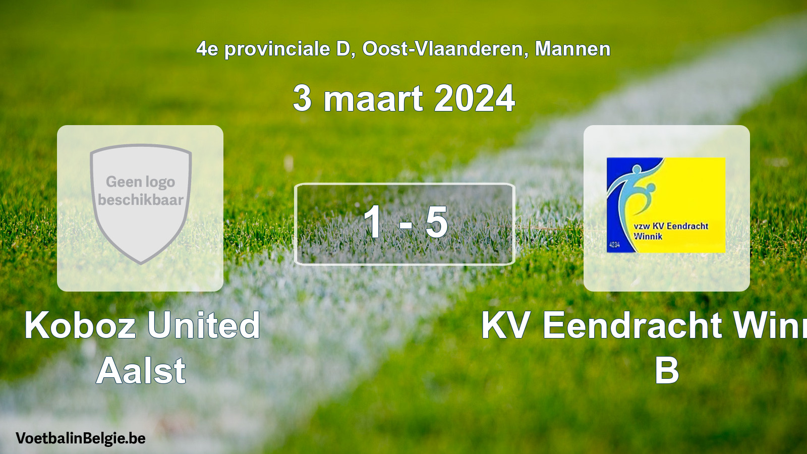 Gespeelde wedstrijd mannenvoetbal: Koboz United Aalst - KV Eendracht Winnik B 1 - 5 (3 maart 2024)