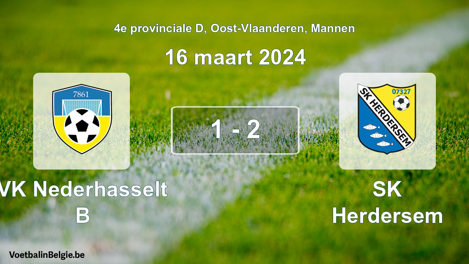 Gespeelde wedstrijd mannenvoetbal: VK Nederhasselt B - SK Herdersem 1 - 2 (16 maart 2024)