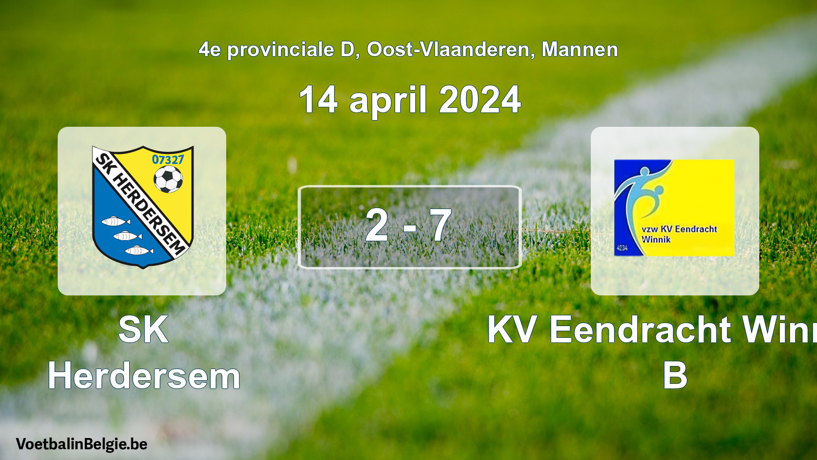 Gespeelde wedstrijd mannenvoetbal: SK Herdersem - KV Eendracht Winnik B 2 - 7 (14 april 2024)