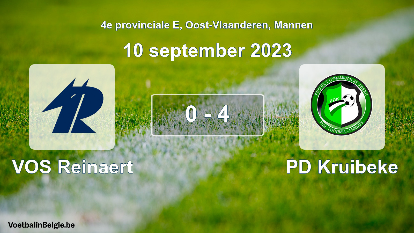 Gespeelde wedstrijd mannenvoetbal: VOS Reinaert - PD Kruibeke 0 - 4 (10 september 2023)