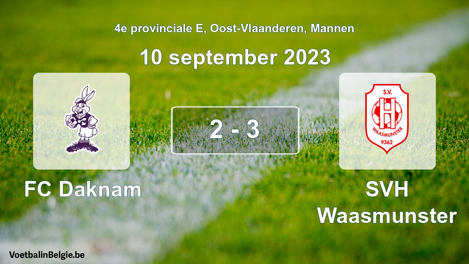 Gespeelde wedstrijd mannenvoetbal: FC Daknam - SVH Waasmunster 2 - 3 (10 september 2023)