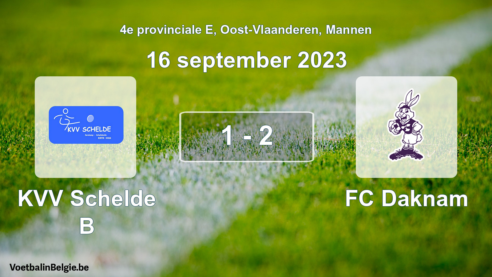 Gespeelde wedstrijd mannenvoetbal: KVV Schelde B - FC Daknam 1 - 2 (16 september 2023)